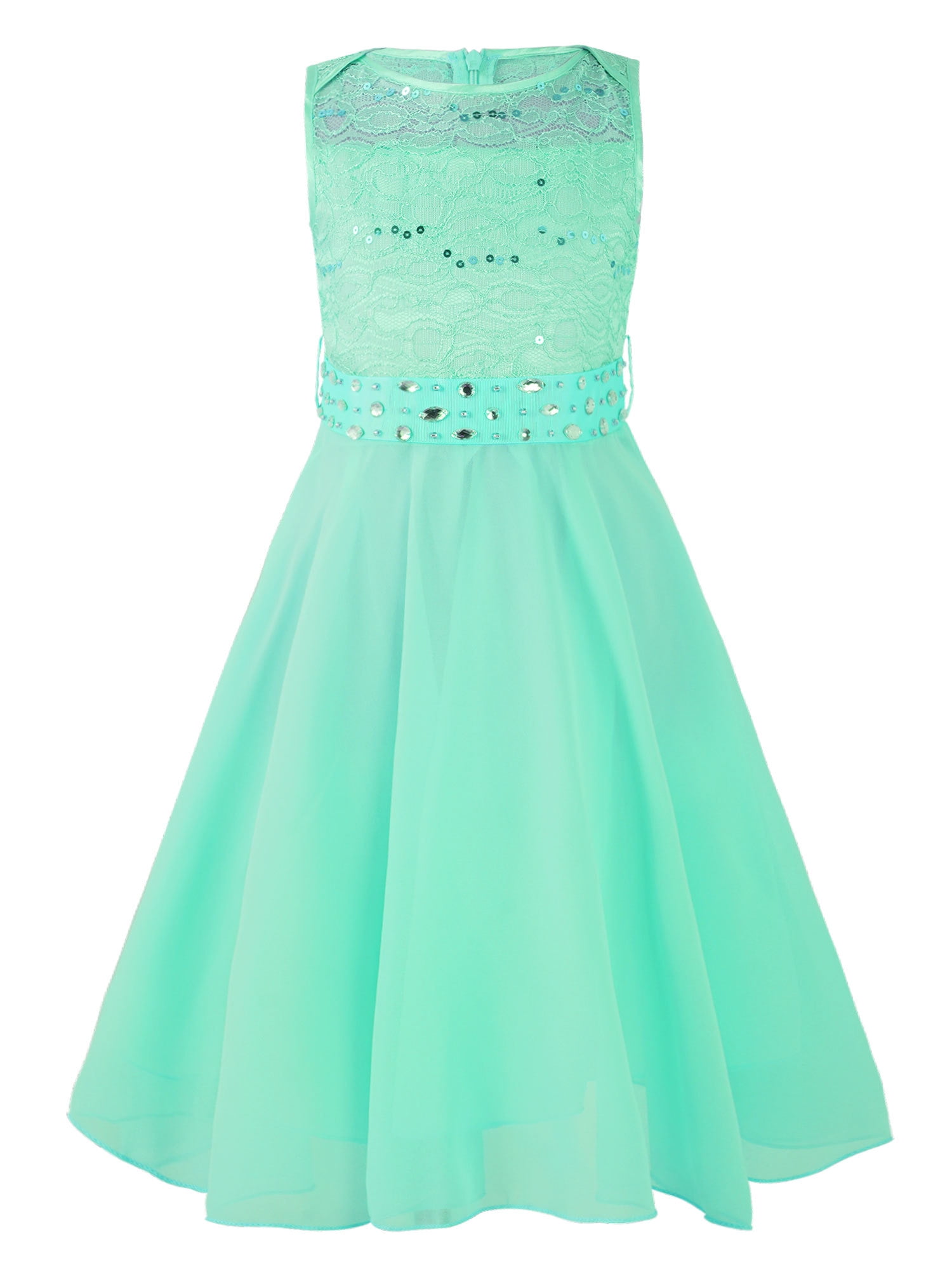 Princess Sequin Ball Gown for Girls in Mint Green