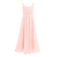 thumbnail image 1 of Kaerm Girl Ruching Bust Wedding Chiffon Flower Girl Dress Bridesmaid Pageant Birthday Maxi Gown Pearl Pink 14, 1 of 7