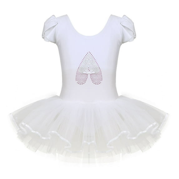 Kaerm Girls' Camisole Ballet Leotard Dress Ruffled Sleeve Tutu Skirted Ballerina Dance Costumes Ivory 2-3
