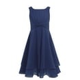 thumbnail image 1 of Kaerm Girls Chiffon Knotted Sleeveless Princess Wedding Junior Bridesmaid Pageant Birthday Dress Navy Blue 12, 1 of 6