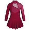 thumbnail image 1 of Kaerm Girls Figure Ice Skating Dress Long Sleeve Cutout Back Roller Skating Ballet Dance Dress Burgundy 10, 1 of 6