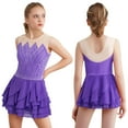 thumbnail image 1 of Kaerm Girls' Figure Skating Dress Mesh Splice Lyrical Ballet Leotard Dress Gymnastics Dancewear Purple 6, 1 of 4