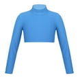 thumbnail image 1 of Kaerm Girls Long Sleeves Turtleneck Crop Top Jazz Stree Dance Athletic Gymnastcis Short Shirt Light Blue 14, 1 of 7