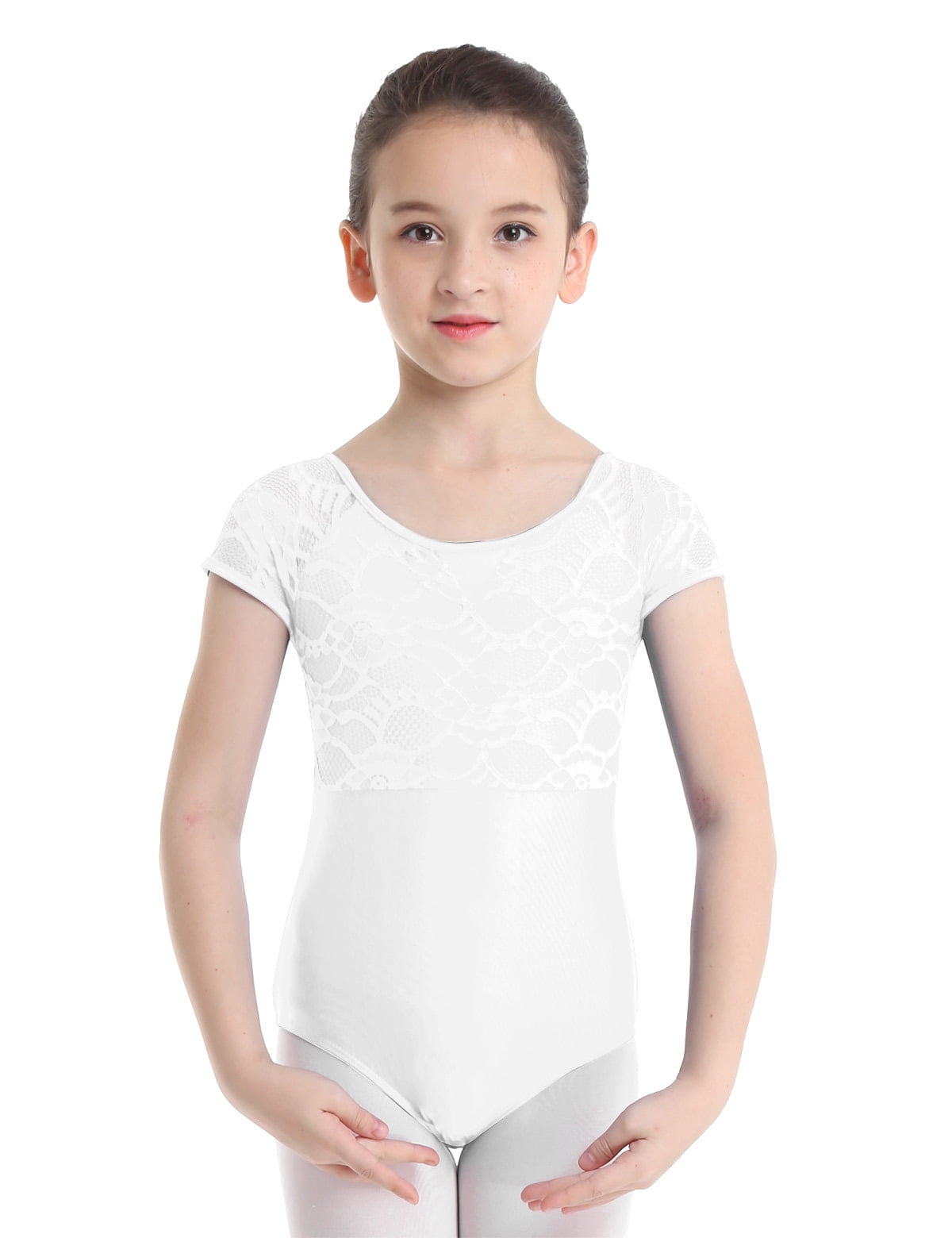 Inlzdz Kids Girls Spaghetti Shoulder Straps Leotard Mesh