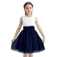 thumbnail image 1 of Kaerm Girls Sleeveless Pleated Chiffon Graduation Party Princess Pageant Wedding Flower Girl Dress White&Navy Blue 16, 1 of 8