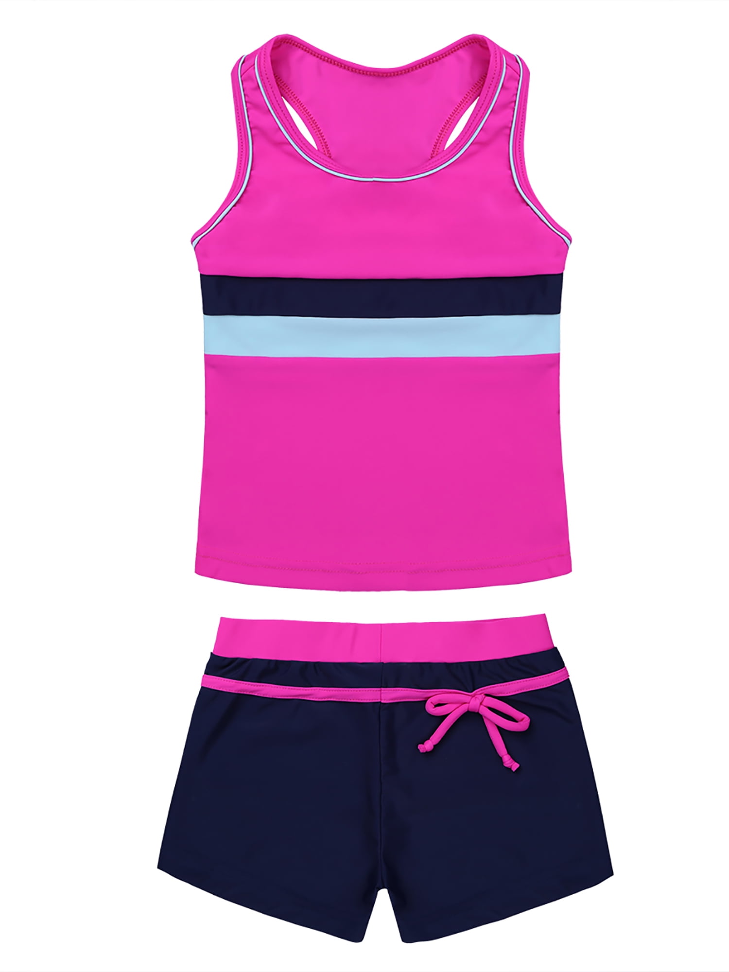 Kaerm Girls Two Piece Tankini Swimsuit with Boyshort Kids Bathing Suit ...