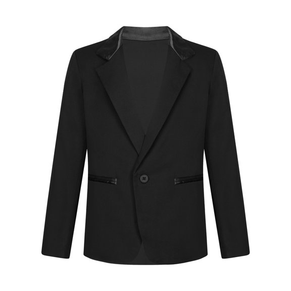 Kaerm Kids Boys Button Down Fake Pockets Notched Lapel Casual Formal Blazer Birthday Wedding Jackets Black 6