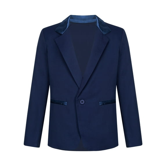Kaerm Kids Boys Button Down Fake Pockets Notched Lapel Casual Formal Blazer Birthday Wedding Jackets Navy Blue 10