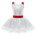 thumbnail image 1 of Kaerm Kids Girl Sequins Dance Leotard Dress Christmas Santa Outfits Ballet Skating Dancewear Gym Bodysuit White 10, 1 of 7