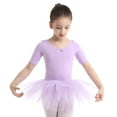 thumbnail image 1 of Kaerm Kids Girl's Short Sleeved Cross Back Gymnastics Ballet Dance Leotard Dress Purple 2-3, 1 of 7
