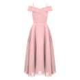thumbnail image 1 of Kaerm Kids Girls Adjustable Spaghetti Strap Chiffon Dress Elegant Sleeveless Off Shoulder A-Line Pink 16, 1 of 5