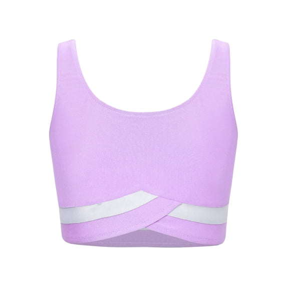 Kaerm Kids Girls Camisole Sport Bras Crop Top Sleeveless Gymnastics Dance Yoga T-Shirt Activewear Light Purple 12