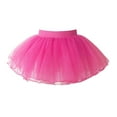 thumbnail image 1 of Kaerm Kids Girls Elastic Waist Dance Tutu Mesh Skirt Solid Color Four Layer Skirt for Ballet Latin Hot Pink S, 1 of 5