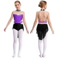 thumbnail image 1 of Kaerm Kids Girls Gymnastics Ballet Skirted Leotard Sleeveless Mock Neck Bodysuit Lyrical Dress Dance Costume Purple&Black 10, 1 of 6