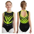 thumbnail image 1 of Kaerm Kids Girls Gymnastics Dance Leotard Shiny Rhinestone Tank Ballet Dancewear Figure Skating Jumpsuit Fluorescent Green 14, 1 of 6