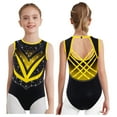 thumbnail image 1 of Kaerm Kids Girls Gymnastics Dance Leotard Shiny Rhinestone Tank Ballet Dancewear Figure Skating Jumpsuit Gold 14, 1 of 6