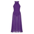 thumbnail image 1 of Kaerm Kids Girls Lyrical Dance Costume Sleeveless Long Mesh Overlay Skirts Gymnastics Leotard Dress Purple 10, 1 of 7