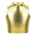 thumbnail image 1 of Kaerm Kids Girls Metallic Mock Neck Crop Tops Dancewear Athletic Dance Sports Active Vest Activewear Gold 12, 1 of 6