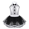 thumbnail image 1 of Kaerm Kids Girls Modern Dance Leotard Dress Halter-Neck Sleeveless Sequins Mesh Tutu Dress White 14, 1 of 7