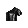 thumbnail image 1 of Kaerm Kids Girls One Shoulder Crop Tank Hip Hop Dance Shirts Sparkly Jazz Top Cheerleading Stage Black 120, 1 of 4
