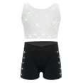 thumbnail image 1 of Kaerm Kids Girls Rhinestones Gymnastics Dance Sports Set Sleeveless Crisscross Back Crop Top Vest and Shorts White Black 10, 1 of 5