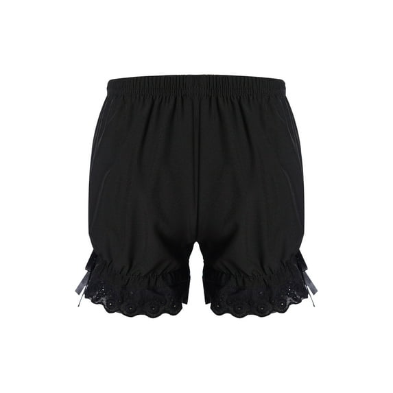 Kaerm Kids Girls Safety Pants Bowknot Lace Underwear Pettipant Security Short Pants Undershorts Black 7-8
