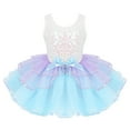 thumbnail image 1 of Kaerm Kids Girls Sequins Ballet Dance Dress Tiered Ruffled Tutu Skirted Leotard Princess Costumes Light Blue 3, 1 of 8