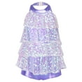 thumbnail image 1 of Kaerm Kids Girls Sequins Halter Ballet Dance Leotard Latin Jazz Stage Performance Dancing Dress Lavender 8, 1 of 7