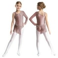thumbnail image 1 of Kaerm Kids Girls Shiny Gymnastic Leotard Tassel Figure Skating Jumpsuit Ballet Latin Jazz Dance Bodysuit Dusty Pink 16, 1 of 6