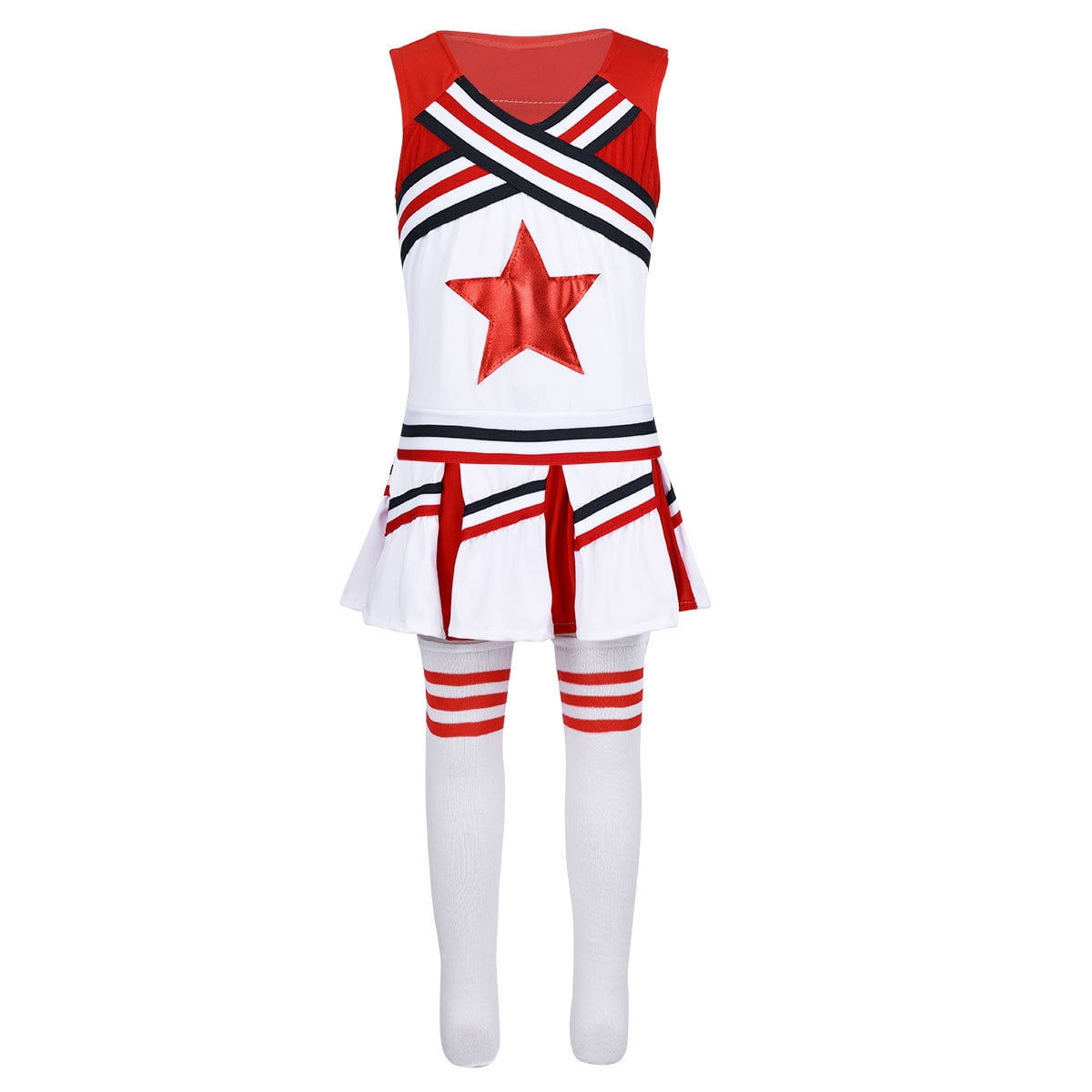 Cheer Shell Black And Red Kaerm Kids Girls Shiny Star School Cheerleading Uniform Shell Top with ...
