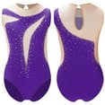 thumbnail image 1 of Kaerm Kids Girls Sleeveless Rhinestone Gymnastic Leotard Unitard Ice Skating Jumpsuit Ballet Dance Bodysuit Purple 8, 1 of 6