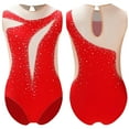 thumbnail image 1 of Kaerm Kids Girls Sleeveless Rhinestone Gymnastic Leotard Unitard Ice Skating Jumpsuit Ballet Dance Bodysuit Red 8, 1 of 7
