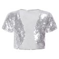 thumbnail image 1 of Kaerm Kids Girls Sparkling Bolero Shrug Short Cardigan Flower Girl Dress Cover up Coat Jacket Silver 6, 1 of 7