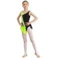 thumbnail image 1 of Kaerm Kids Girls Sparkly Sleeveless Mesh Splice Gymnastics Leotard Figure Skating Jumpsuit Biketard Unitard Fluorescent Yellow 12, 1 of 7