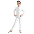 thumbnail image 1 of Kaerm Kids Girls Turtleneck Long Sleeve Unitards One Piece Full Body Gymnastics Dance Leotard Ivory 9-10, 1 of 7