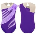 thumbnail image 1 of Kaerm Kids Shiny Rhinestone Sleeveless Ruffle Gymnastics Tank Leotard Sparkly Dance Unitard for Girls Purple 6, 1 of 6
