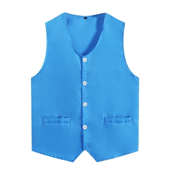 Kaerm Kids Volunteer Activities Vest Waistcoat Boys Girls Button Down Waiter Bartender Uniforms Sky Blue L