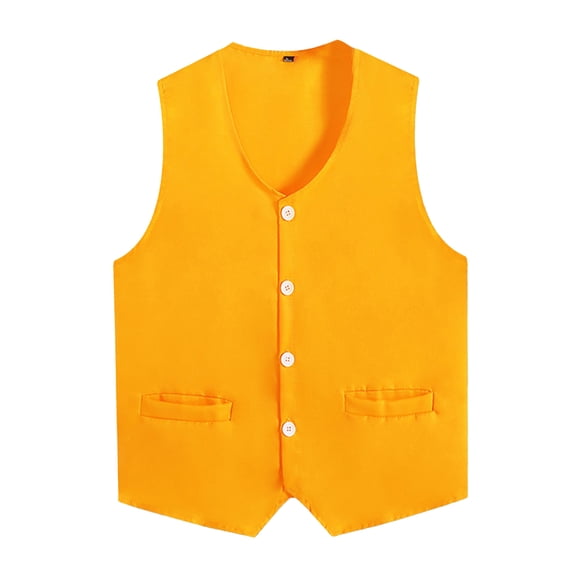 Kaerm Kids Volunteer Activities Vest Waistcoat Boys Girls Button Down Waiter Bartender Uniforms Yellow L