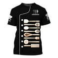 thumbnail image 1 of Kaerm Men Print Chef Coat Short Sleeve Chef T-shirt Crew Neck Chef Shirt Kitchen Canteen Cooking Black&Orange 3XL, 1 of 7