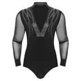 thumbnail image 1 of Kaerm Men's Mesh Patchwork Shiny Latin Dance Shirts Bodysuit Ballroom Tango Rumba Dancewear Black L, 1 of 5