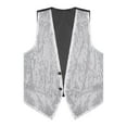 thumbnail image 1 of Kaerm Men's Sequin Vest Shiny Suit Vest V-Neck Party Dress Jacket Tuxedo Waistcoat Silver M, 1 of 7