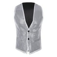 thumbnail image 1 of Kaerm Men's Shiny Sequined Vest Sleeveless V-neck Waistcoat Open Front Jacket Coat Vest Tops Silver 150/M, 1 of 7