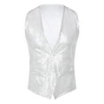 thumbnail image 1 of Kaerm Men's Shiny Sequined Vest Sleeveless V-neck Waistcoat Open Front Jacket Coat Vest Tops White 180/XXL, 1 of 7