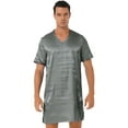 thumbnail image 1 of Kaerm Men's Silk Satin Nightshirt Nightgown Short Sleeve V-neck Casual Loungewear Top Shirt Sleepwear Grey XL, 1 of 7