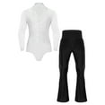 thumbnail image 1 of Kaerm Mens 2 Piece Latin Dance Outfits Long Sleeve Ballet Tango Ballroom Dance Leotard with Pants White&Black M, 1 of 7