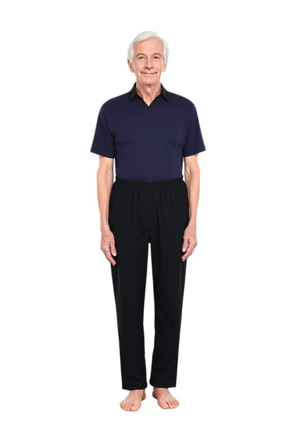 Mens Special Needs Adaptive Clothing Short Sleeve Anti-Strip Back Zipper Jumpsuit Navy Blue 3XL