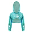 thumbnail image 1 of Kaerm Sparkly Cropped Top for Girls Rave Disco Party Outfits Hip Hop Jazz Performance Metallic Hoodies Light Green 6, 1 of 4