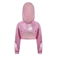thumbnail image 1 of Kaerm Sparkly Cropped Top for Girls Rave Disco Party Outfits Hip Hop Jazz Performance Metallic Hoodies Pink 16, 1 of 4