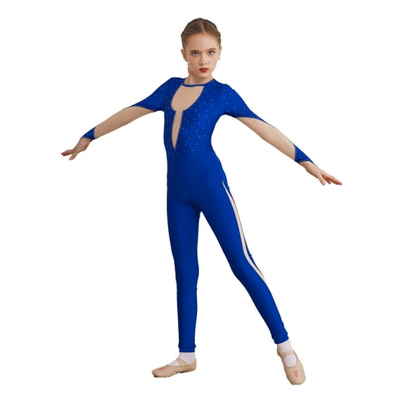 Kaerm Toddler Girls Full Body Gymnastics Unitards Skating Jumpsuit One Piece Ballet Leotards Dance Royal Blue 14