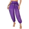 thumbnail image 1 of Kaerm Tribal Belly Dance Pants for Women Baggy Arabic Harem Pants Halloween Party Performance Dancewear Purple One Size, 1 of 7